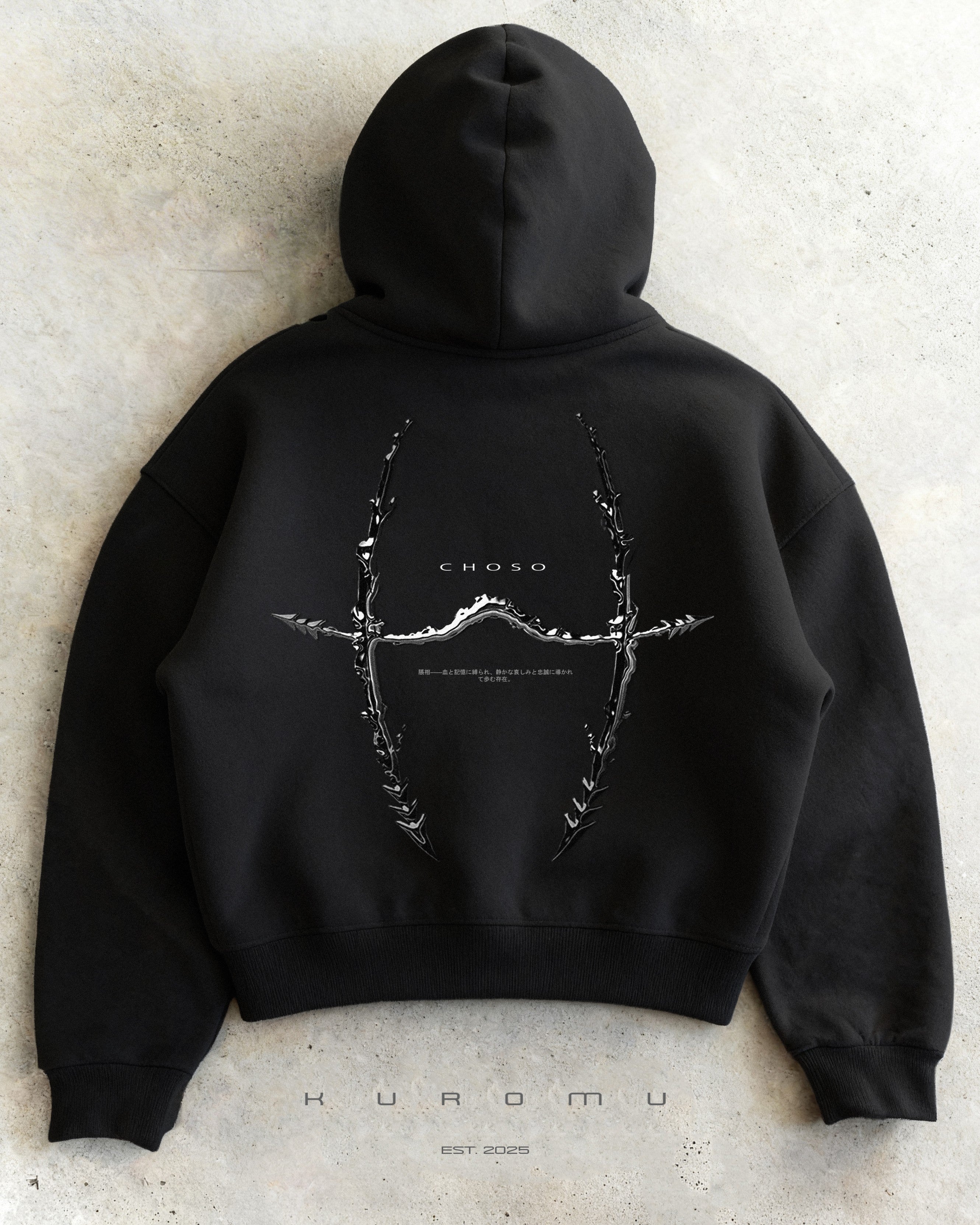 Kuromu Blood Pattern BLCK Boxy zip-up