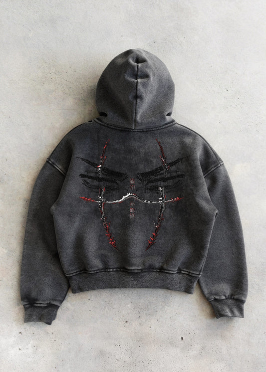 Kuromu Blood pattern Boxy zip-up