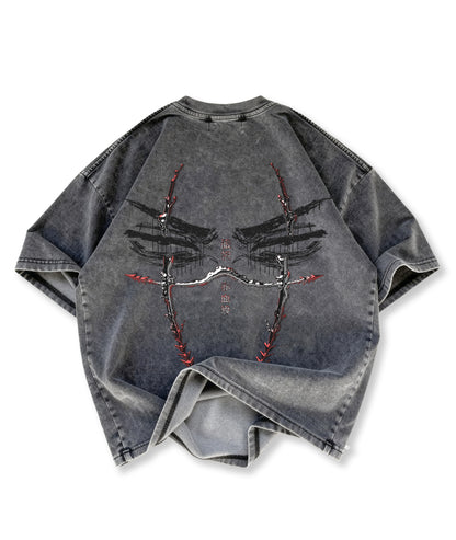 Kuromu Blood pattern Washed Oversized T-shirt