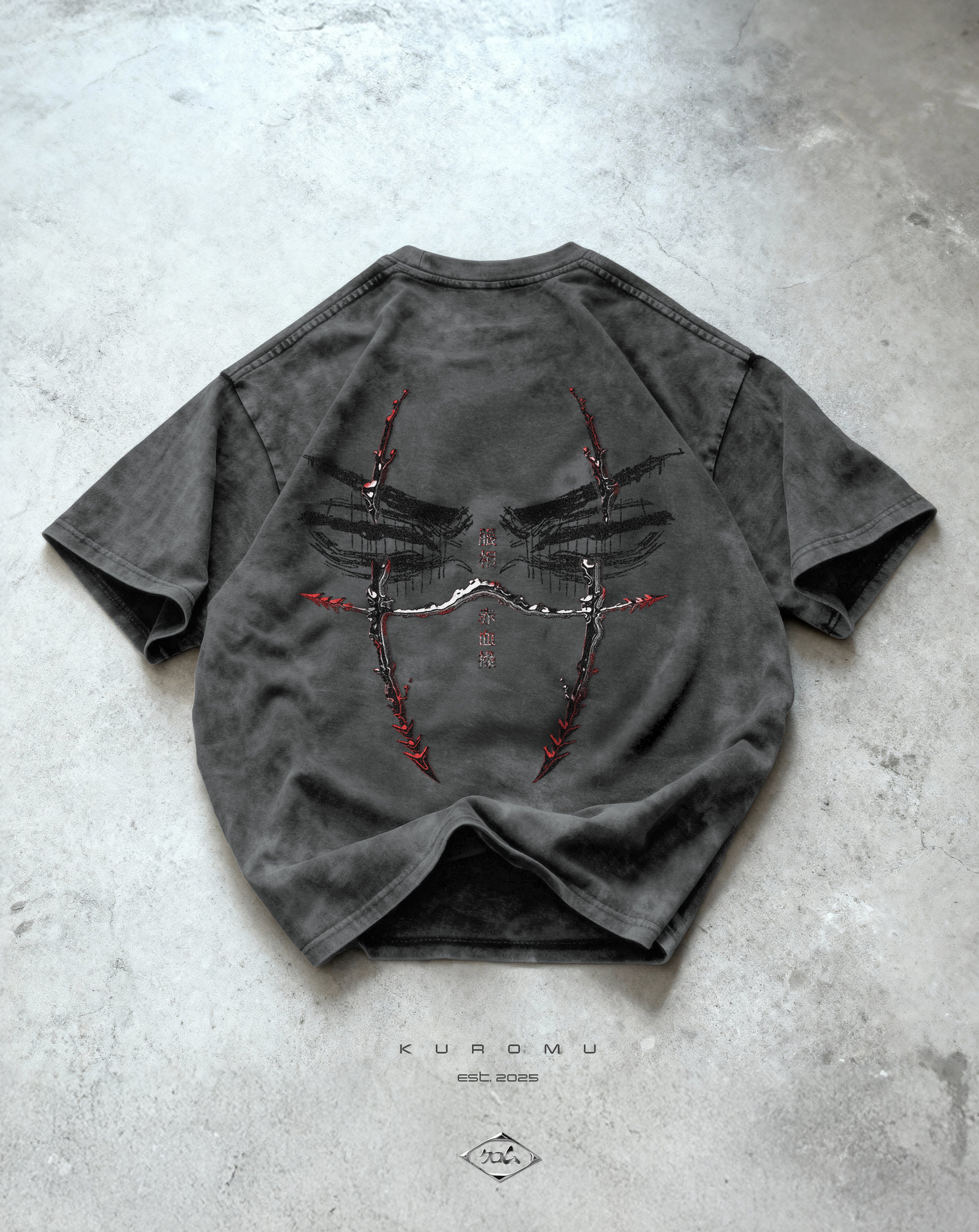 Kuromu Blood pattern Washed Oversized T-shirt