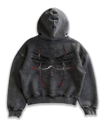 Kuromu Blood pattern Boxy zip-up