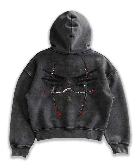 Kuromu Blood pattern Boxy zip-up